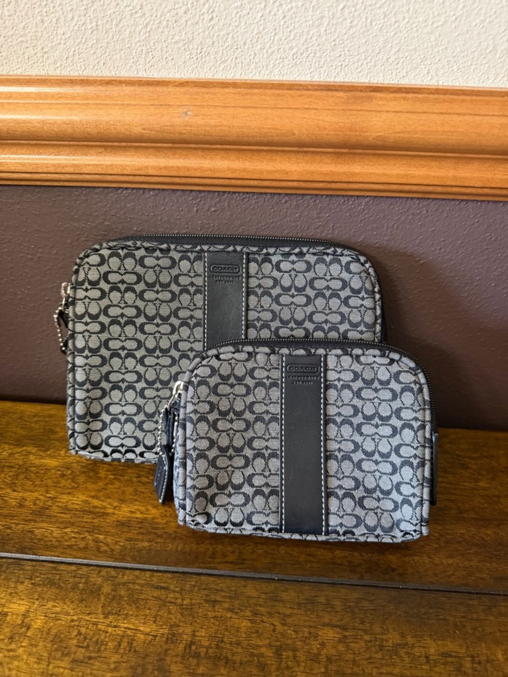 Vintage Coach Signature Monogram Cosmetic Bag Set - Picture 2 of 4